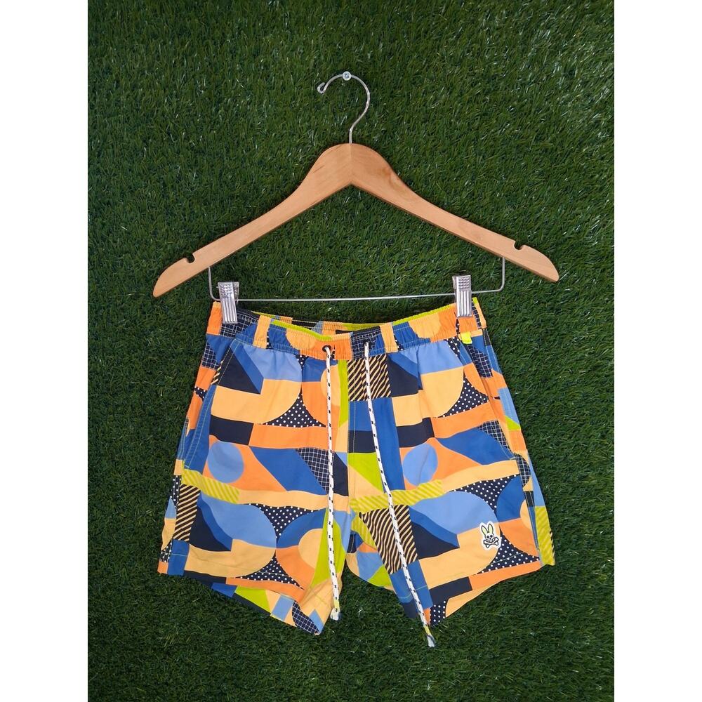 Psycho Bunny Men's XXS Henry Deco Swim Trunks Navy Multi - Read Description